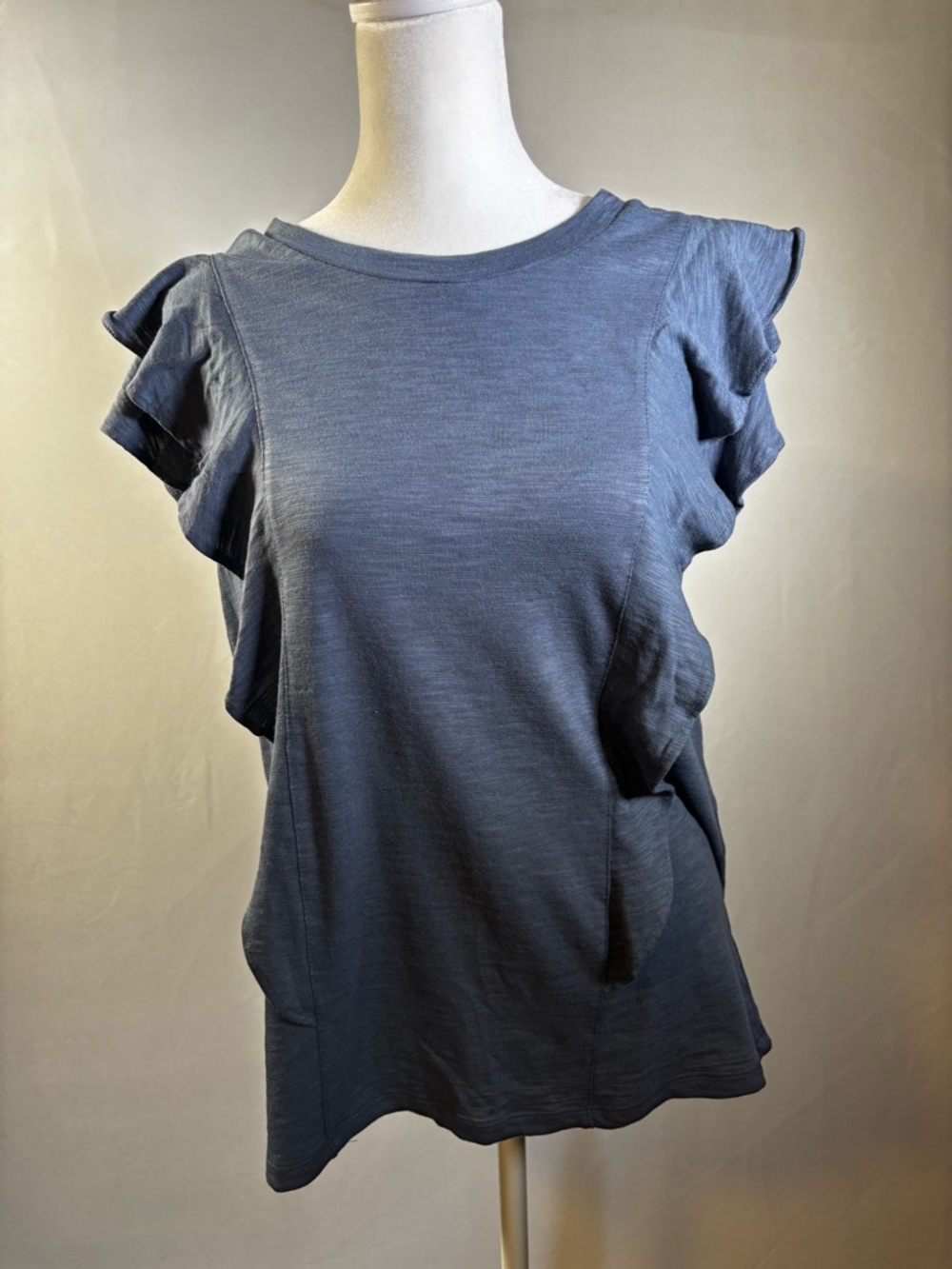 Women's Ruffle Sleeve Top - Slate Blue Size Large NWT